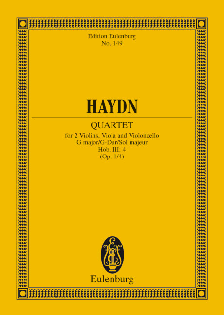 String Quartet G major op. 1/4 Hob. III: 4, Study score