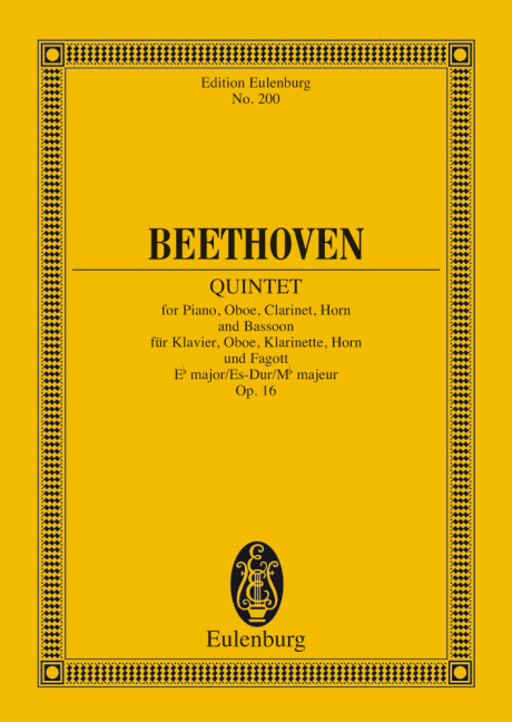 Quintet Eb major op. 16, for piano, oboe, clarinet, horn and bassoon, Study score