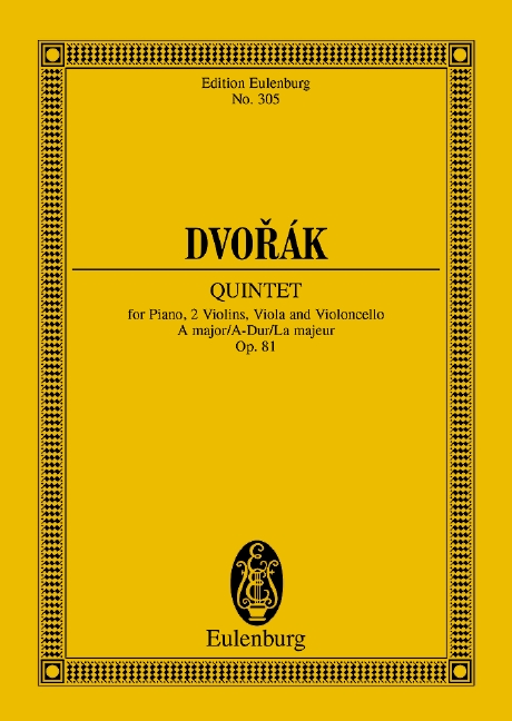 Quintet A major op. 81 B 155, for piano, 2 violins, viola and cello, Study score