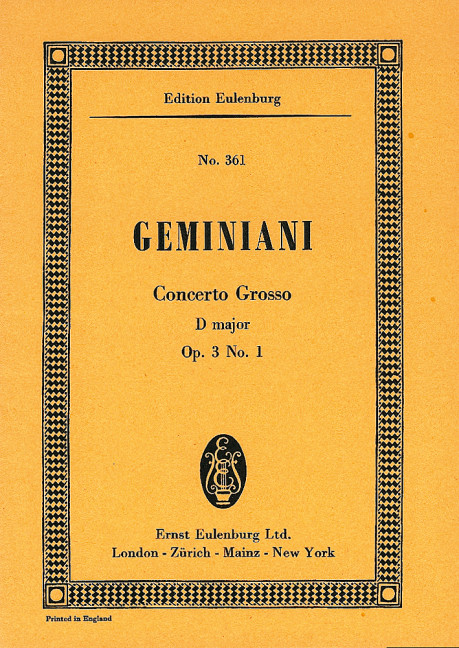Concerto grosso D major op. 3/1, for string quartet and string orchestra, Study score