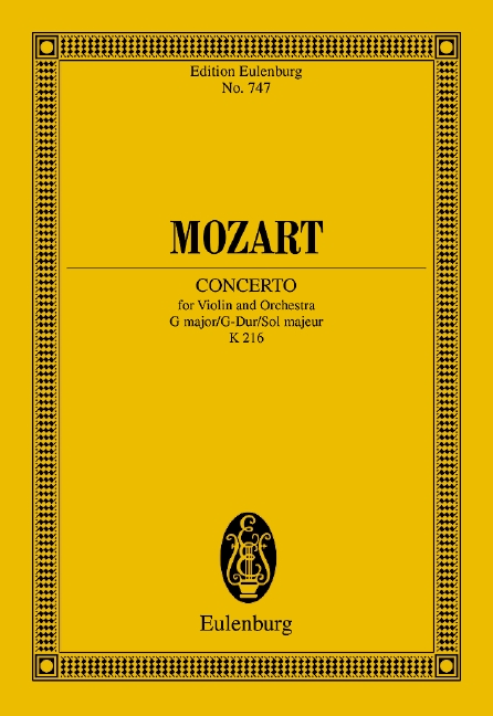 Concerto G Major KV 216, for violin and orchestra, Study score