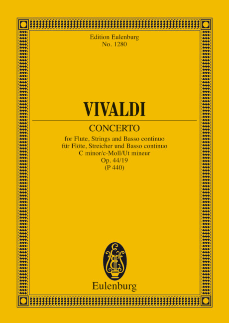 Concerto C minor op. 44/19 RV 441 / PV 440, for flute (treble recorder), strings and basso continuo, Study score