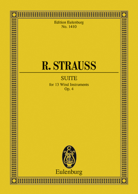 Suite Bb major op. 4 TrV 132, for 13 wind instruments, for 2 flutes, 2 oboes, 2 clarinets, 2 bassoons, contrabassoon, 4 horns, Study score