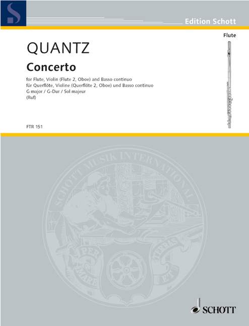 Concerto G major, for Flute, Violin (2. Flute, Oboe) and Basso continuo, Performing score