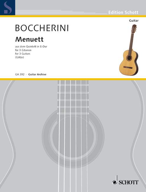 Menuet A major op. 11/5, aus dem Streichquintett Nr. 11, E-Dur, for 3 guitars, Performing score