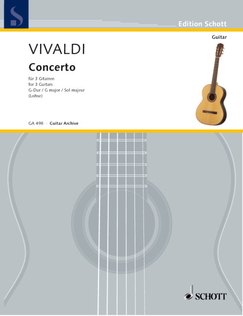 Concerto G major RV 532, nach dem Concerto für 2 Mandolinen (RV 531 / PV 133), for 3 Guitars, Score and parts