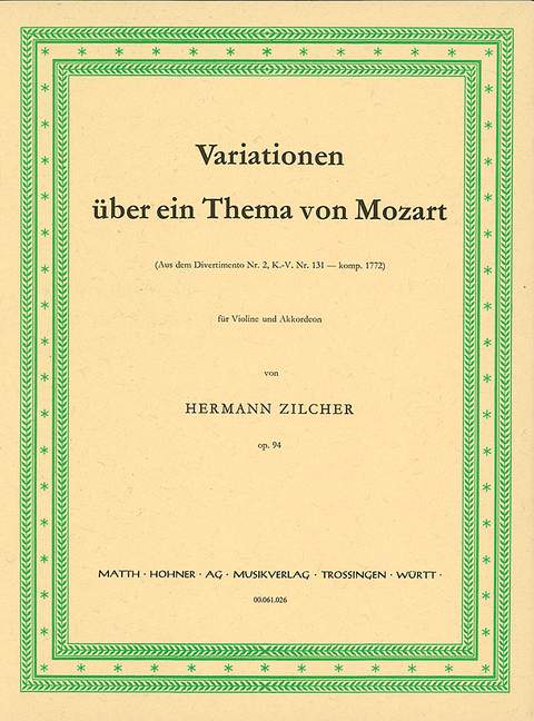 Variations on a Theme of Mozart op. 94 KV 131, from Divertimento No. 2 (K 131), for accordion and violin