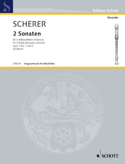 Two Sonatas op. 1 + 2, for 3 treble recorders (violins), Performing score