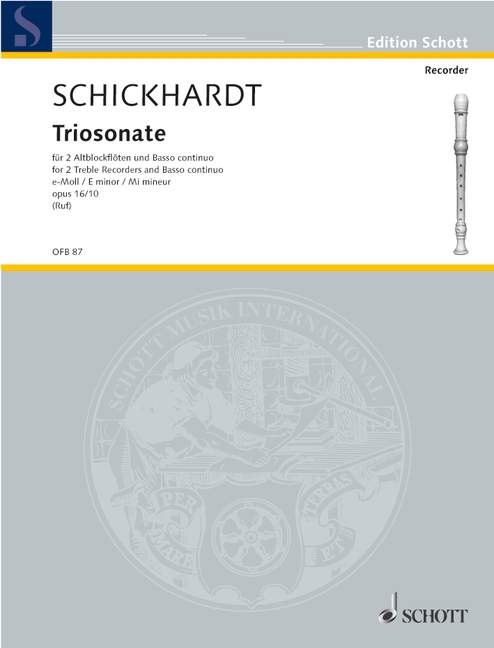 Trio Sonata E minor op. 16/10, for Violoncello (Viola da gamba) ad libitum, Score and parts