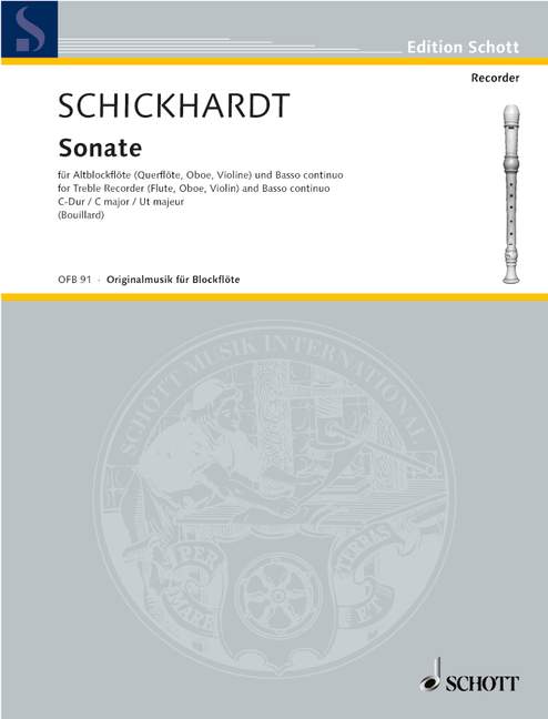 Sonata C major, for treble recorder (flute, oboe, violin) and basso continuo