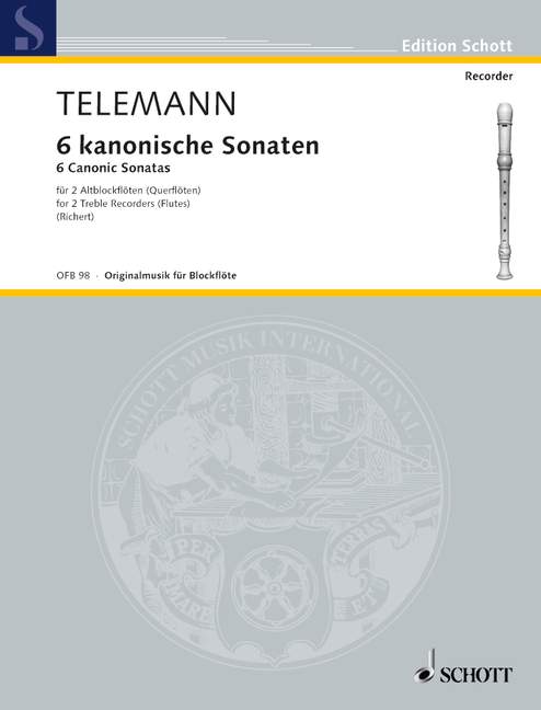 6 Canonic Sonatas, for 2 treble recorders (flutes), Performing score