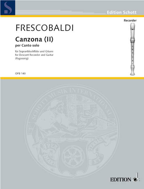 Canzona (II), detta La Bernardinia per Canto solo, for soprano recorder (flute, oboe, violin) and basso continuo (guitar)