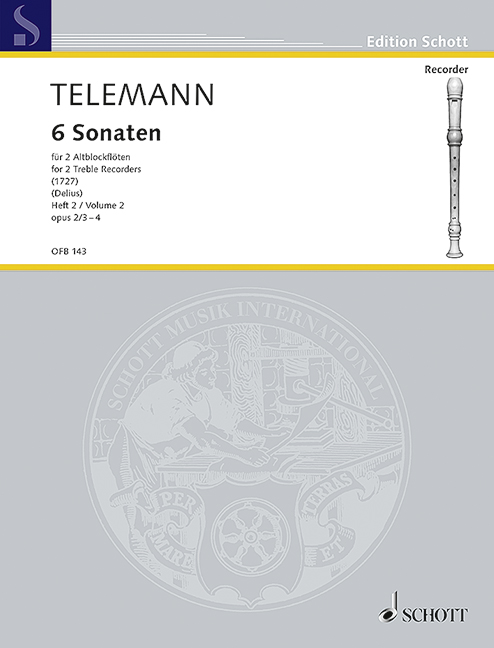 6 Sonatas op. 2, No. 3-4, for 2 treble recorders (flutes), Performing score