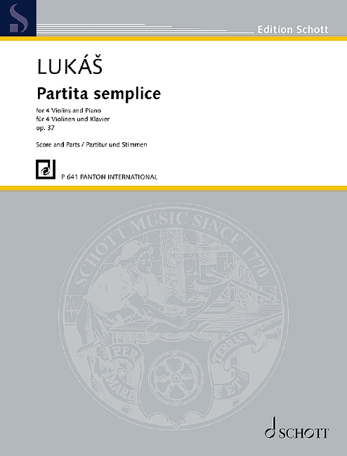 Partita semplice op. 37, for 4 violins and piano, Score and parts