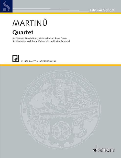 Quartet H 139, for clarinet, natural horn, cello and side/snare drum, Score and parts