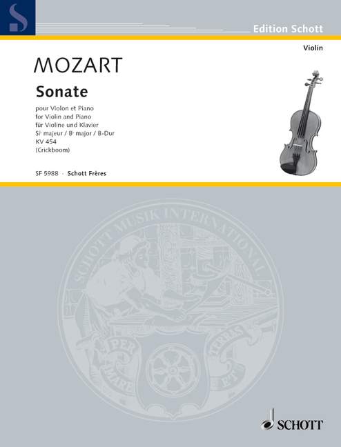 Sonata No. 15 B major K 454, for violin and piano