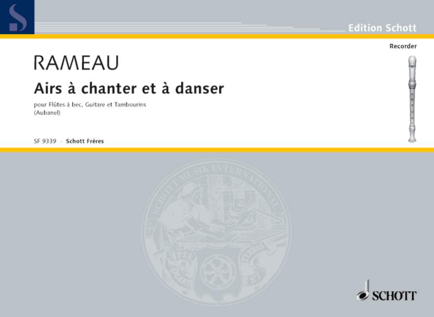 Airs à chanter et à danser, for recorder, guitar and tambourine, Performing score