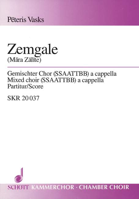 Zemgale, for mixed choir (SSSAAATTBB), Choral score