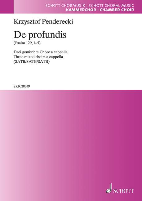 De profundis, (Psalm 129, 1-5), for mixed choir (SATB/SATB/SATB), Choral score