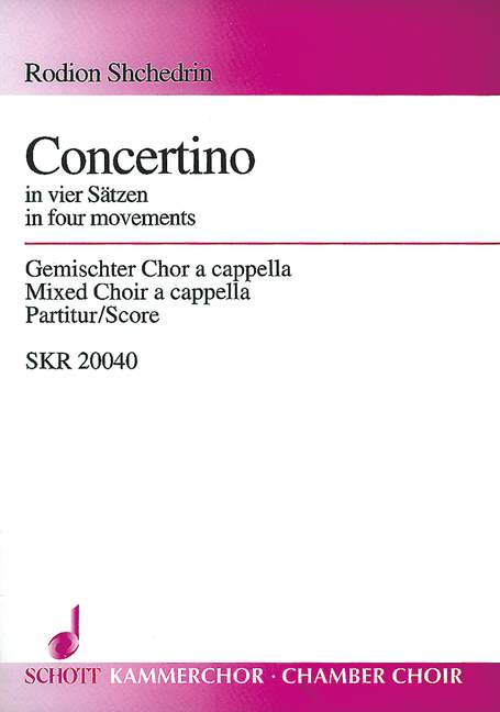 Concertino, in four movements, for mixed choir (SATB, also divided), Choral score