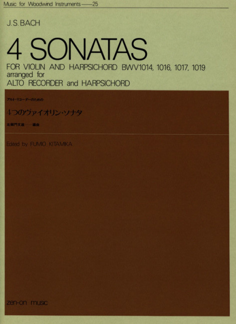 4 Sonatas 25, BWV 1014, 1016, 1017, 1019, for treble recorder and harpsichord
