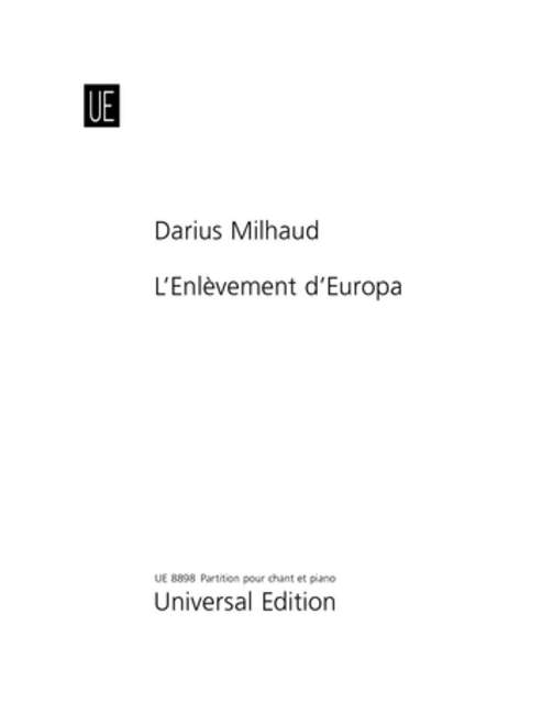 The Abduction of Europe, 3 Operas minutes, Piano reduction