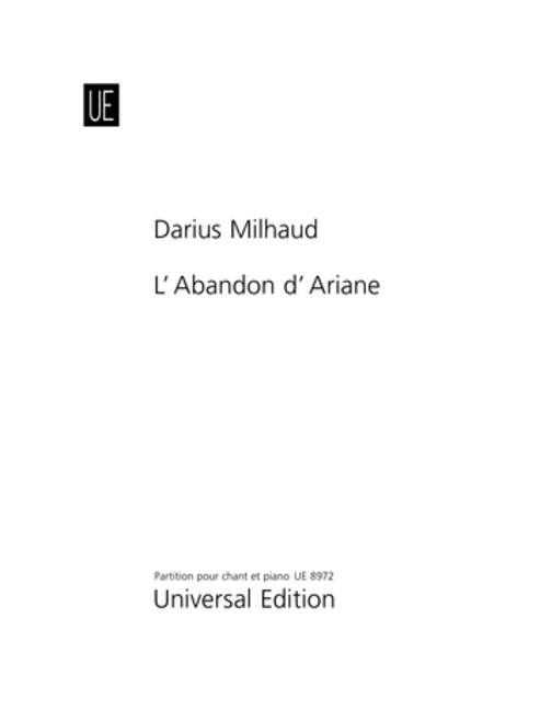 The Abandoned Ariadne, 3 Operas minutes, Piano reduction