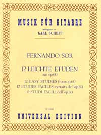 12 Easy Studies aus op. 60, for guitar, Score