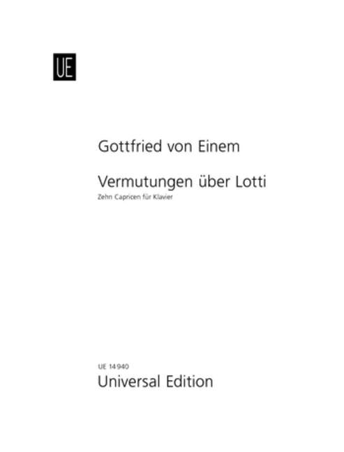 Vermutungen über Lotti op. 72, 10 Caprices, for piano, Score