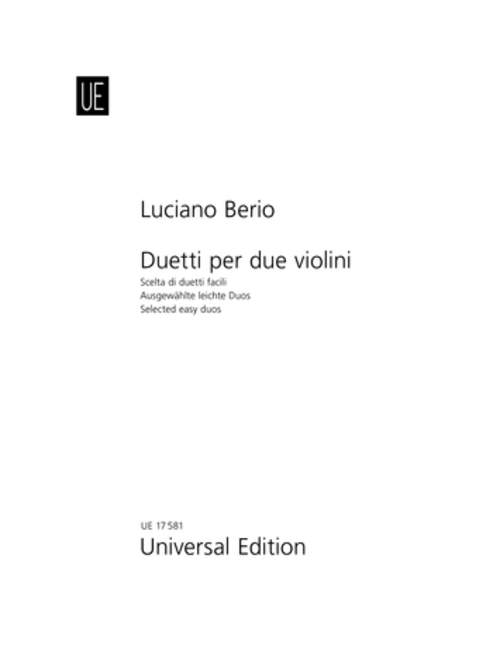 Selected Easy Duets, from Duets for 2 Violins, Performing score