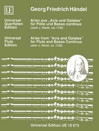 Arias from Acis and Galatea, for flute and basso continuo, Score