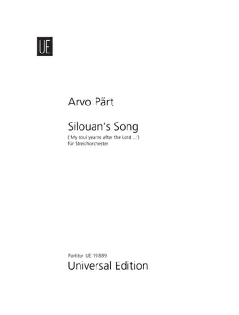 Silouan's Song, for string orchestra, Score