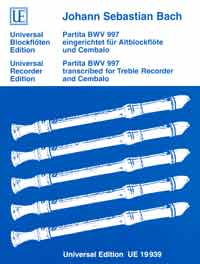 Partita BWV 997, for treble recorder and cembalo, Score