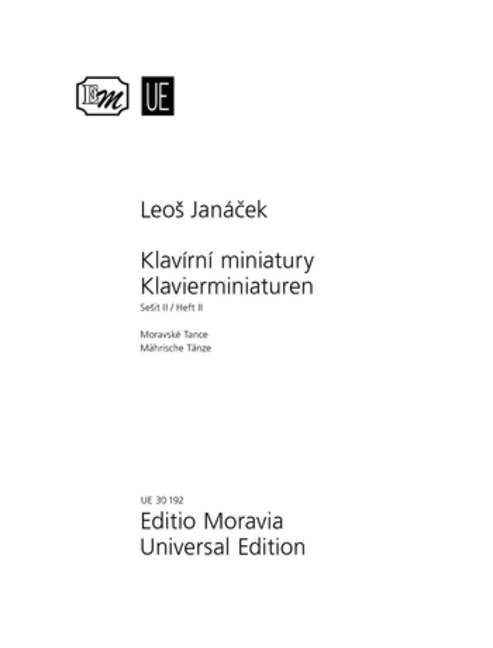 Piano Miniatures Vol. 2, Moravian Dances, Score