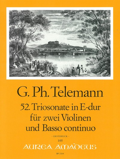 52nd Trio sonata E major TWV 42:E5, for 2 violins and basso continuo, Score and parts