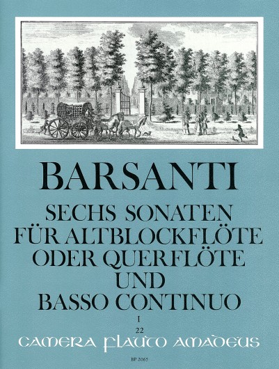 6 Sonatas Op. 1 Vol. I: 1-3, for treble recorder and basso continuo, Score and parts