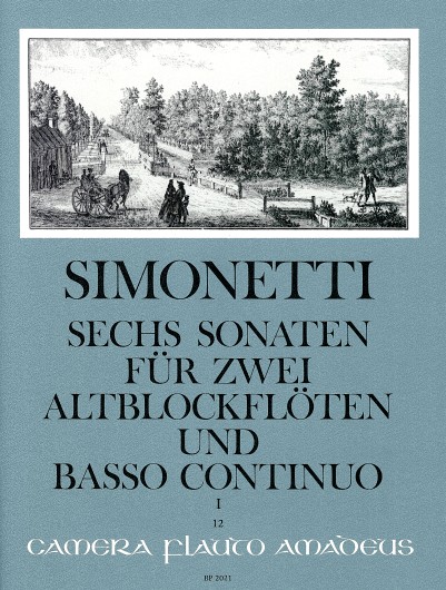 6 Sonatas Op. 2 Vol. 1, for 2 treble recorders (flutes) and basso continuo, Score and parts