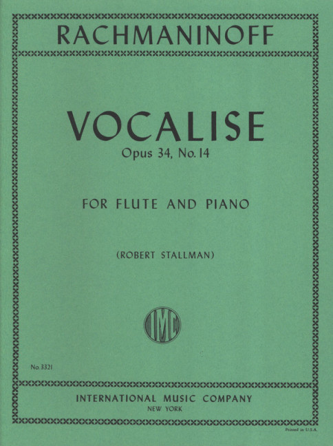 Vocalise op. 34/14, for flute and piano, Score and part