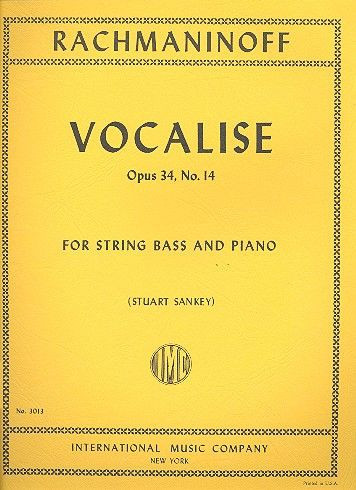 Vocalise op. 34/14, for double bass and piano