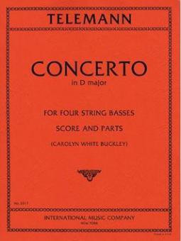 Concerto in D Major, for 4 Double Bass, Score and parts