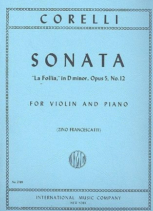Sonata La Follia op.5/12, for violin and piano