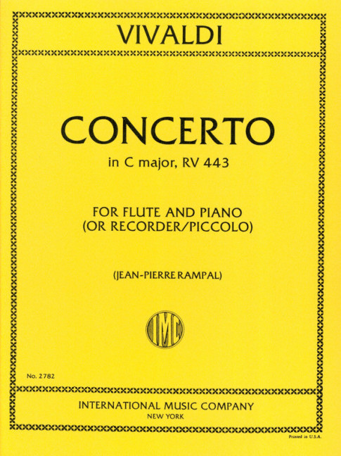 Concerto in C major RV 443, for flute (recorder) and piano, Score and part