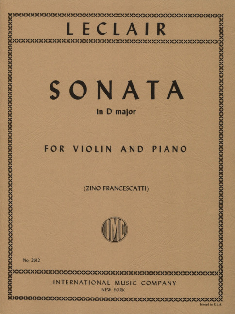 Sonata in D major, for violin and piano, Score and part