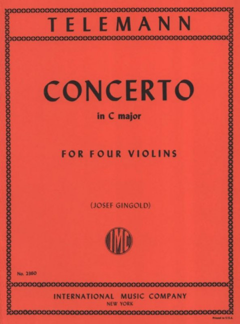 Concerto in C major, for 4 violins, Score and parts
