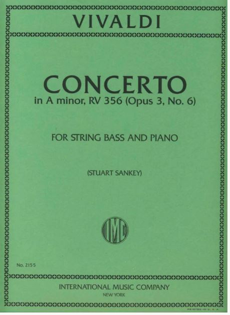 Concerto in A minor Op. 3 No. 6 RV 356, for double bass and piano, Score and part
