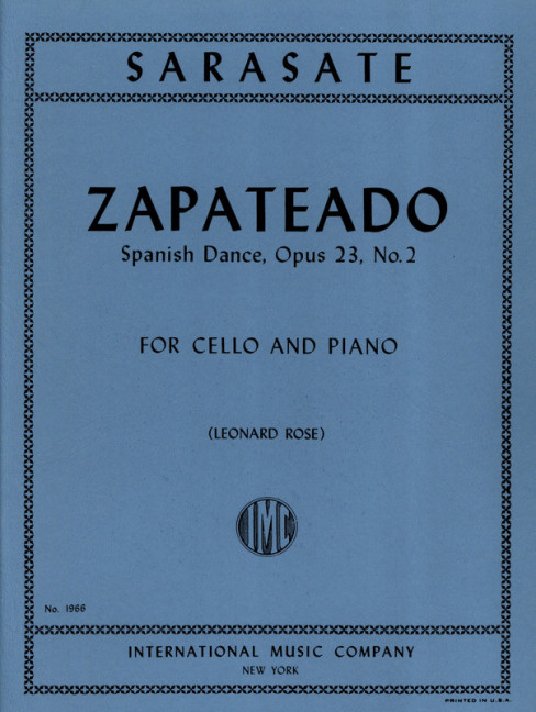 Zapateado op. 23/2, Spanish Dance, for cello and piano, Score and part
