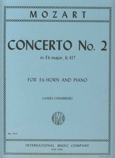 Concerto No. 2 in Eb major KV 417, for Horn in Eb and Piano, Score and part