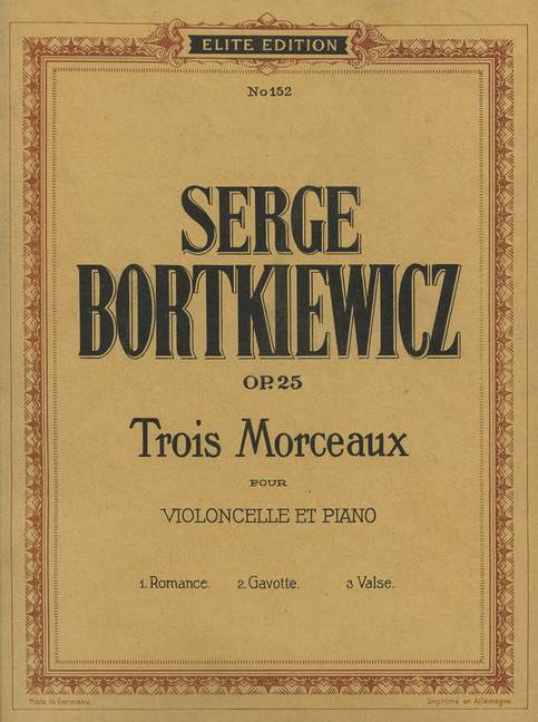Three Pieces op. 25, for cello and piano