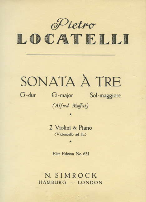 Trio Sonata in G Major, for 2 violins (cello ad libitum) and piano
