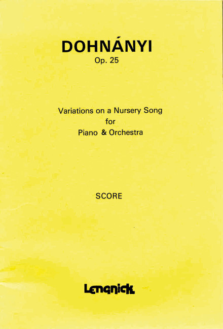 Variations on a Nursery Song op.25, for piano and orchestra, Study score